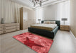 Patterned Red Rug in a Bedroom, pat2040rd