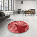 Round Patterned Red Rug in a Office, pat2040rd