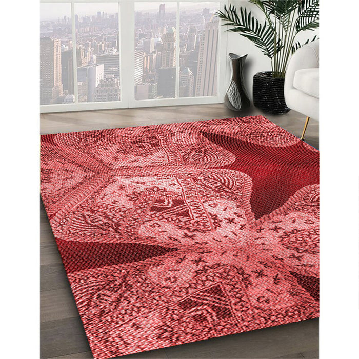 Machine Washable Transitional Red Rug in a Family Room, wshpat2040rd