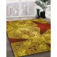 Patterned Mahogany Brown Rug, pat2040yw