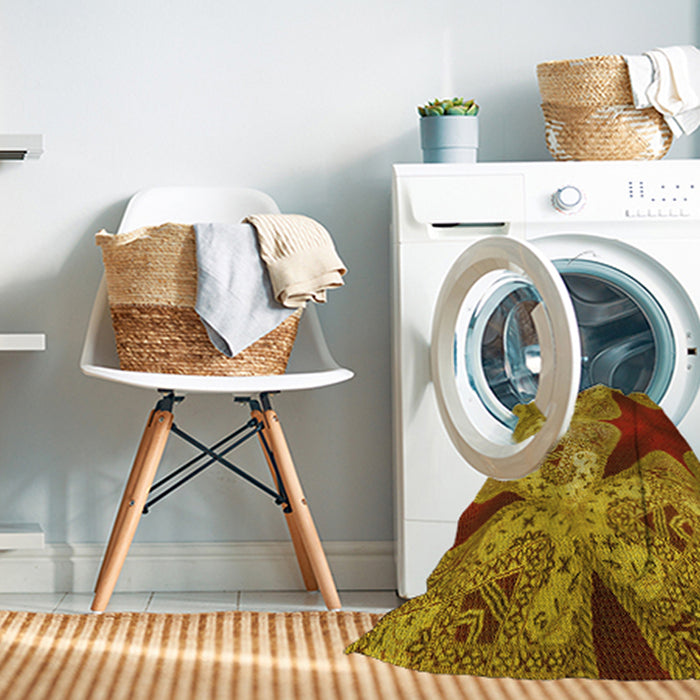 Machine Washable Transitional Mahogany Brown Rug in a Washing Machine, wshpat2040yw