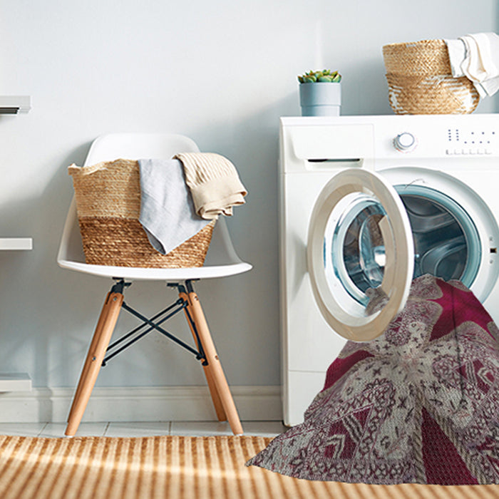 Machine Washable Transitional Velvet Maroon Purple Rug in a Washing Machine, wshpat2040