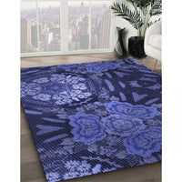 Patterned Lapis Blue Rug, pat2041blu