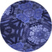 Square Patterned Lapis Blue Rug, pat2041blu