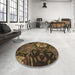 Round Patterned Light Brown Rug in a Office, pat2041brn