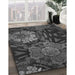 Patterned Charcoal Black Rug in Family Room, pat2041gry