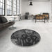 Round Patterned Charcoal Black Rug in a Office, pat2041gry