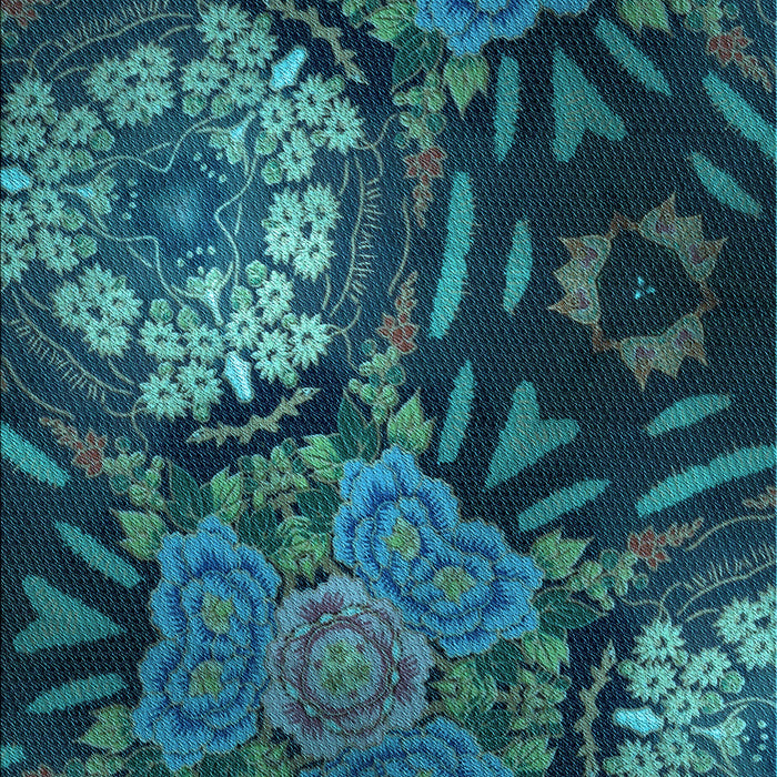 Machine Washable Transitional Deep-Sea Blue Rug, wshpat2041lblu