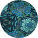 Square Patterned Deep-Sea Blue Rug, pat2041lblu