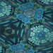 Round Patterned Deep-Sea Blue Rug, pat2041lblu