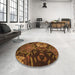 Round Patterned Red Rug in a Office, pat2041org