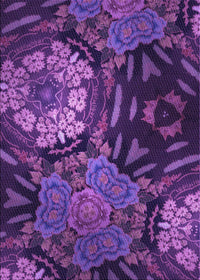 Machine Washable Transitional Purple Rug, wshpat2041pur