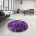 Round Patterned Purple Rug in a Office, pat2041pur