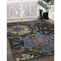 Patterned Charcoal Black Novelty Rug, pat2041