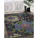 Patterned Charcoal Black Novelty Rug in Family Room, pat2041