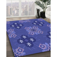 Patterned Light Slate Blue Rug, pat2042blu