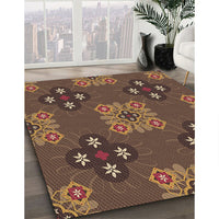 Patterned Red Brown Rug, pat2042brn