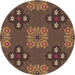 Square Patterned Red Brown Rug, pat2042brn