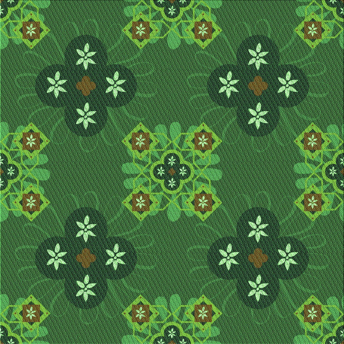 Round Patterned Deep Emerald Green Rug, pat2042grn