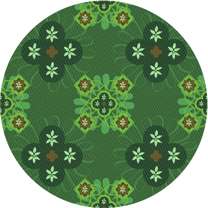 Square Machine Washable Transitional Deep Emerald Green Rug in a Living Room, wshpat2042grn