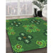 Machine Washable Transitional Deep Emerald Green Rug in a Family Room, wshpat2042grn