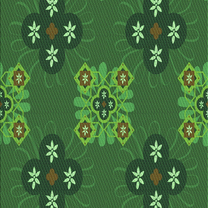 Patterned Deep Emerald Green Rug, pat2042grn