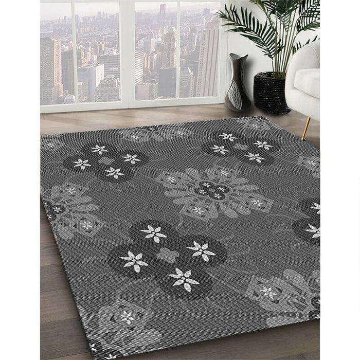 Patterned Gray Rug in Family Room, pat2042gry