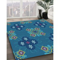 Patterned Blueberry Blue Rug, pat2042lblu