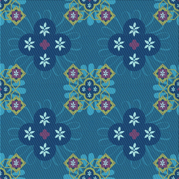 Round Patterned Blueberry Blue Rug, pat2042lblu