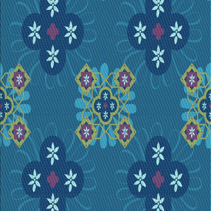 Machine Washable Transitional Blueberry Blue Rug, wshpat2042lblu