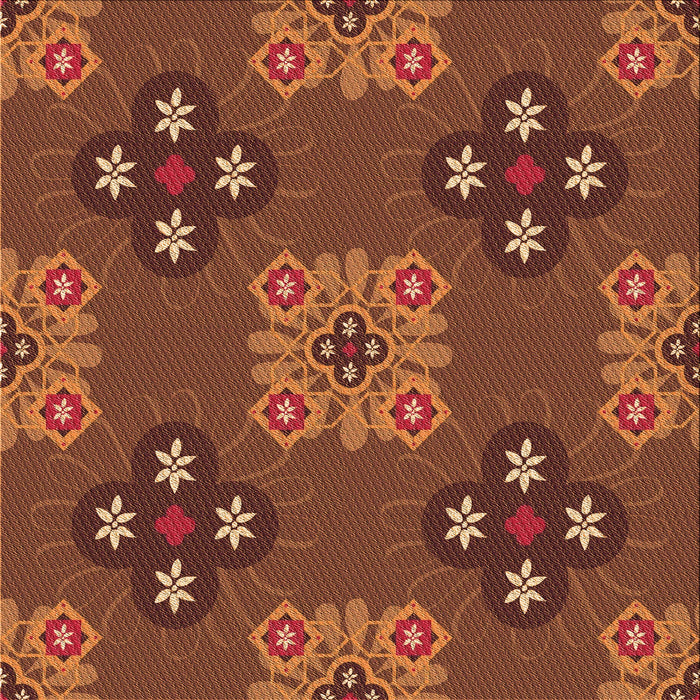 Round Patterned Orange Rug, pat2042org