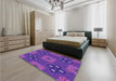 Round Machine Washable Transitional Amethyst Purple Rug in a Office, wshpat2042pur