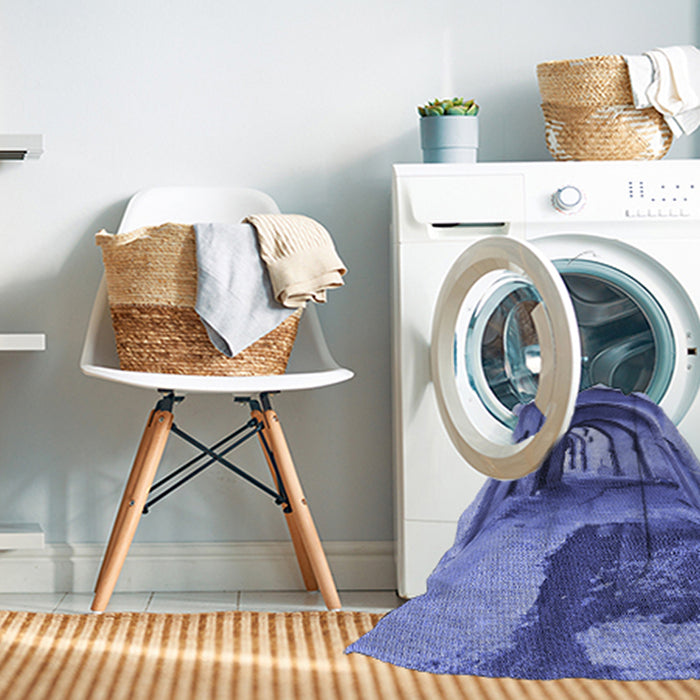 Machine Washable Transitional Sky Blue Rug in a Washing Machine, wshpat2043blu