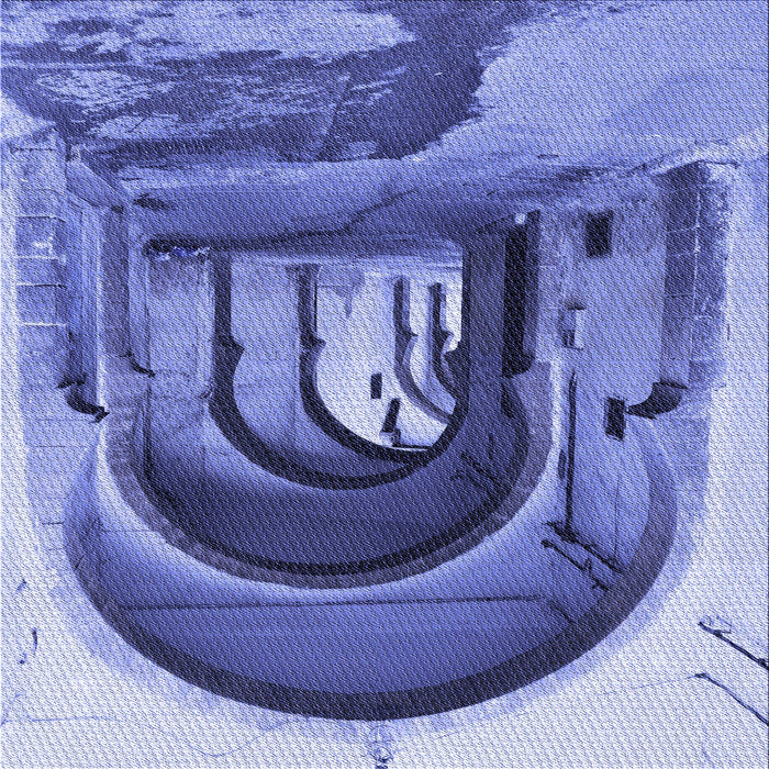 Round Patterned Sky Blue Rug, pat2043blu