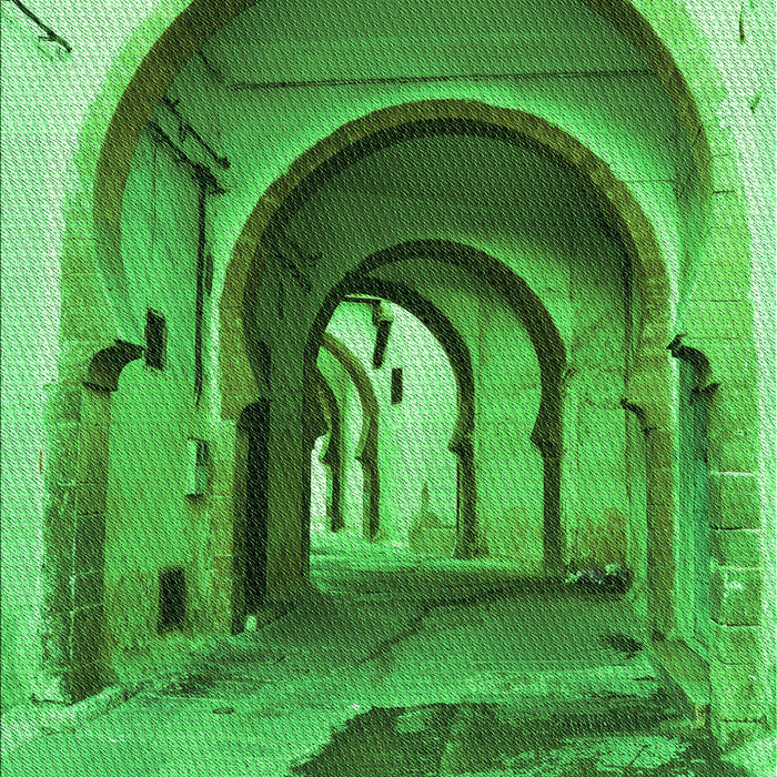 Machine Washable Transitional Green Rug, wshpat2043grn