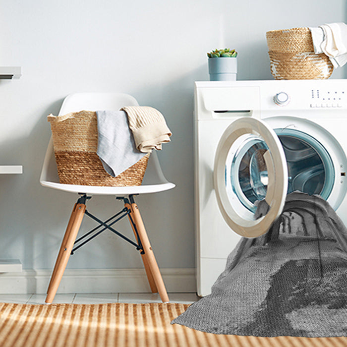 Machine Washable Transitional Cloud Gray Rug in a Washing Machine, wshpat2043gry