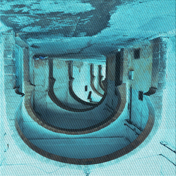 Round Patterned Teal Green Rug, pat2043lblu