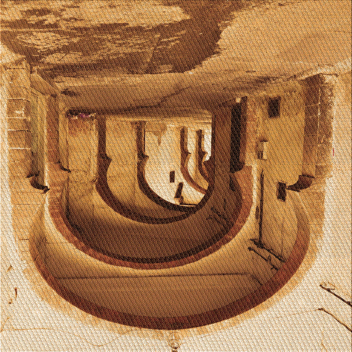 Round Patterned Orange Rug, pat2043org