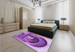 Patterned Violet Purple Rug in a Bedroom, pat2043pur
