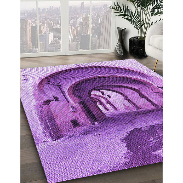 Patterned Violet Purple Rug in Family Room, pat2043pur