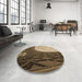 Round Patterned Peru Brown Rug in a Office, pat2044brn