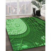 Patterned Deep Emerald Green Rug, pat2044grn