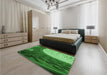 Patterned Deep Emerald Green Rug in a Bedroom, pat2044grn