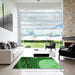 Square Patterned Deep Emerald Green Rug in a Living Room, pat2044grn