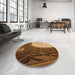 Round Patterned Red Brown Rug in a Office, pat2044org