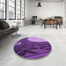 Round Patterned Purple Rug in a Office, pat2044pur