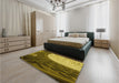 Patterned Orange Gold Rug in a Bedroom, pat2044yw