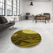 Round Patterned Orange Gold Rug in a Office, pat2044yw