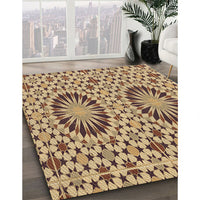 Patterned Yellow Orange Rug, pat2045brn