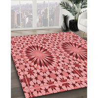 Patterned Light Coral Pink Rug, pat2045rd